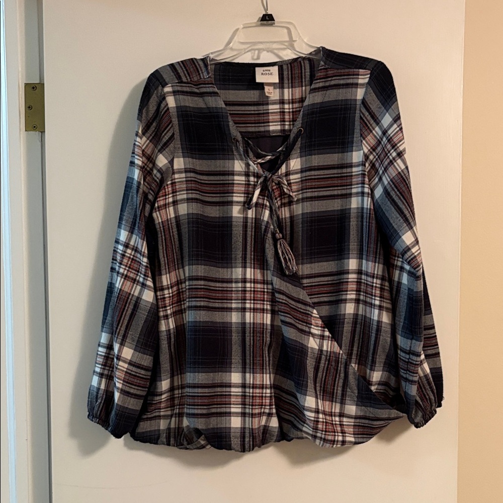 Knox Rose Feminine Plaid Top